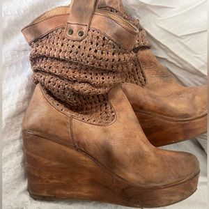 Distressed BEDSTU WEDGE BOOTIES